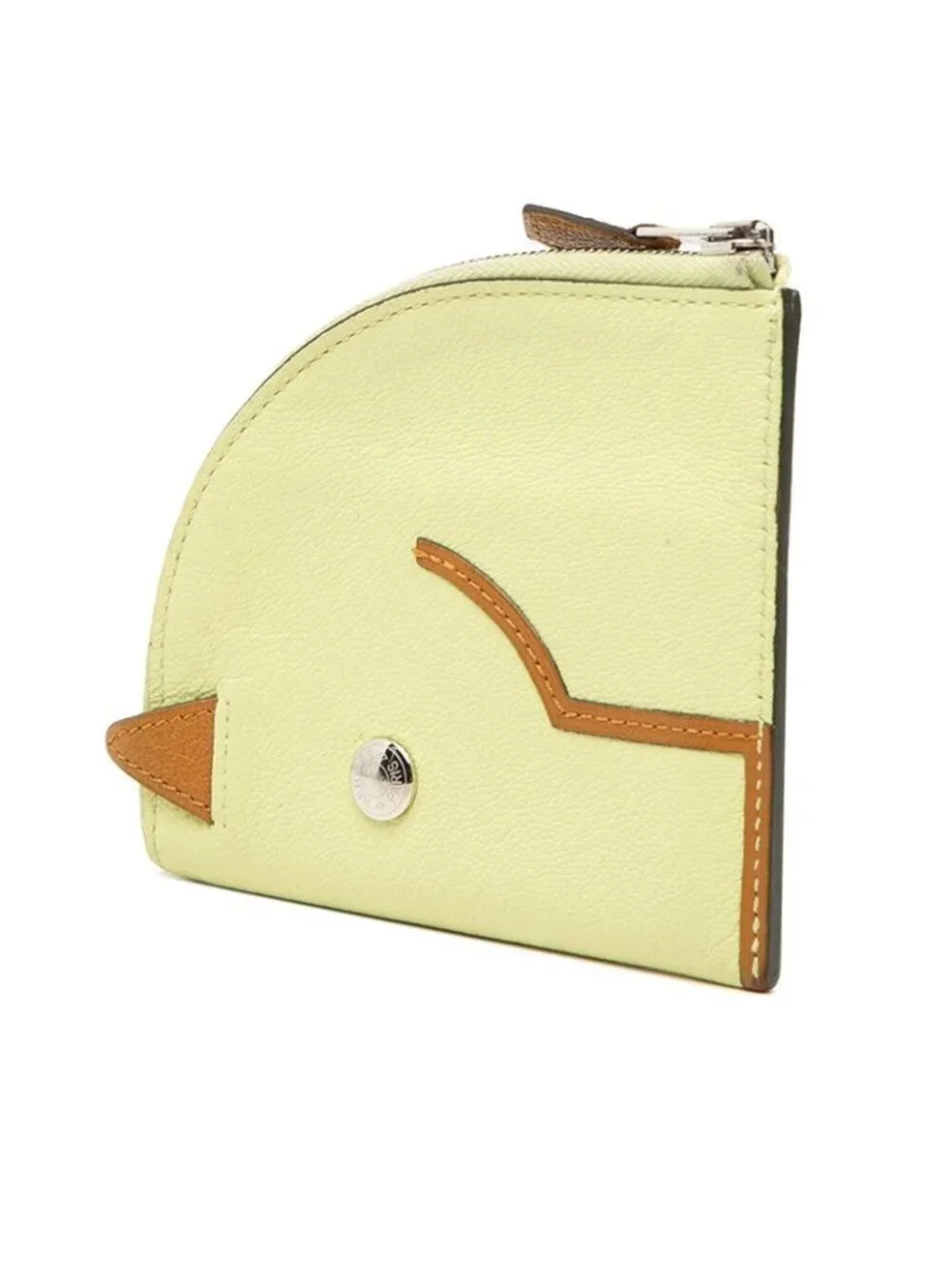 Hermes Paddock Coin Purse Mini Wallet Yellow Brown Chevre